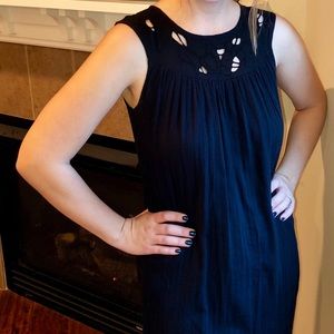 Black high neck smock dress